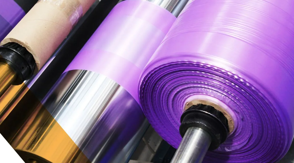 Rolls of plastic packaging film